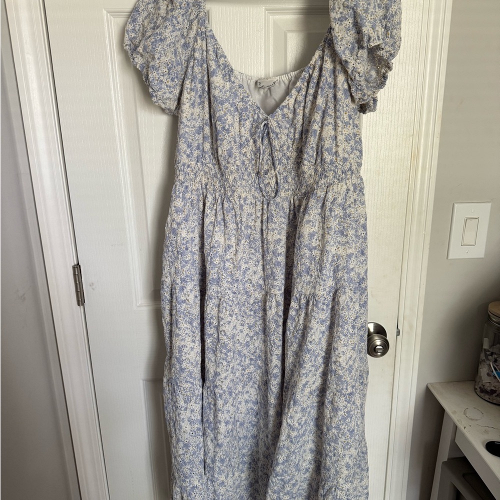 ARULA Claire Blue and White Floral Dress
